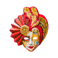 Venetian Carnival Mask from Venice, Italy. Beautiful elegant Venetian Mask isolated on white background with clipping path..