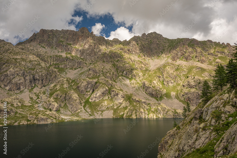 Canvas Prints French Alps, Valley of Miracles, mountain lakes, pristine nature. Mercantour National Park