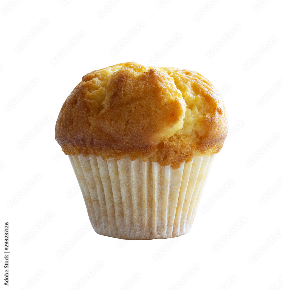 Wall mural homemade muffin isolated on white