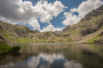 Fototapeta na wymiar French Alps, Valley of Miracles, mountain lakes, pristine nature. Mercantour National Park