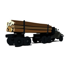 realistic logging truck vector illustration