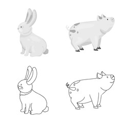 Isolated object of breeding and kitchen symbol. Set of breeding and organic stock symbol for web.