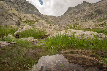 French Alps, Valley of Miracles, mountain lakes, pristine nature. Mercantour National Park