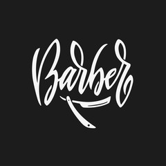Fototapeta premium Barber hand drawn lettering t-shirt design. Vector illustration.