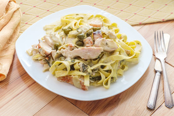 Grilled Chicken Piccata Fettuccine