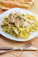 Grilled Chicken Piccata Fettuccine