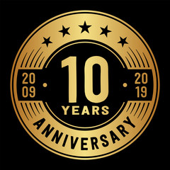 10 years anniversary logo template. Ten years logo. Vector and illustration.
