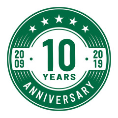 10 years anniversary logo template. Ten years logo. Vector and illustration.