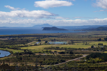 aerial view of Taupo lake, north island, New Zealand