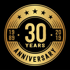 Fototapeta premium 30 years anniversary logo template. Thirty years logo. Vector and illustration.