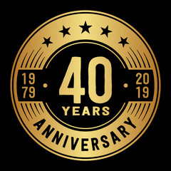 40 years anniversary logo template. Forty years logo. Vector and illustration.