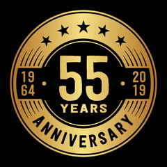 55 years anniversary logo template. Fifty-five years logo. Vector and illustration.