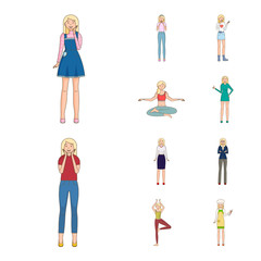 Fototapeta premium Vector illustration of woman and body symbol. Set of woman and style vector icon for stock.
