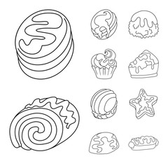 Isolated object of sweet and product sign. Set of sweet and caramel vector icon for stock.