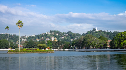 The lake of Kandy city in Sri Lanka. Located at the center of city.