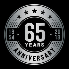 65 years anniversary logo template. Sixty-five years logo. Vector and illustration.