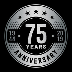75 years anniversary logo template. Seventy-five years logo. Vector and illustration.