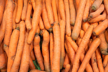 Carrots on the counter in the supermarket.