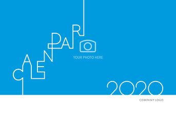 Calendar 2020 New Year Cover modern line design template blue background