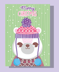 polar bear happy merry christmas tag