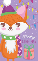Obraz na płótnie Canvas cute fox happy christmas tags