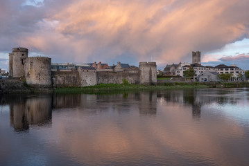 Fototapeta na wymiar King John's castle at sunset. Limerick, Ireland. May, 2019