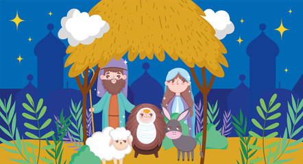 manger sacred family nativity happy merry christmas