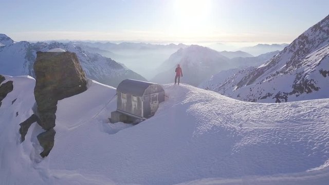 Mountain climber that looks at the valley, Simplon Pass, Switzerland