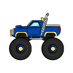 Monster Truck. Car on big wheels. Side view. Vector drawing. Isolated object on a white background. Isolate.