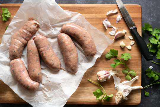 Angus Beef sausages seasoned with garlic and parsley.