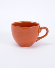 Empty red ceramic coffee or tea cup isolated on white background_2
