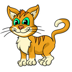 Vector illustration of a funny redhead kitten smiling on a white background