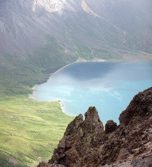 Heaven lake and crater mountains in Changbaishan National Park China 