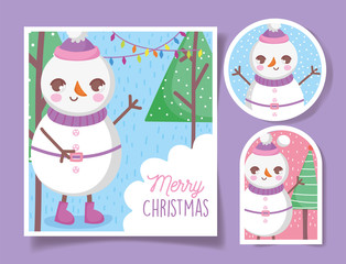 cute snowman happy christmas tags