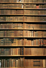 Obraz premium old books on wooden shelf