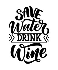 Wine lettering composition in modern style. Alcohol beverage bar drink concept. Vintage typography for print or poster. Vector