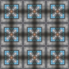 Black, grey and blue squares absract seamless pattern