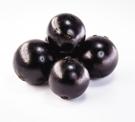 Brazilian fruits called jabuticaba or jaboticaba. Isolated on white background. Organic fruit and no preservatives.