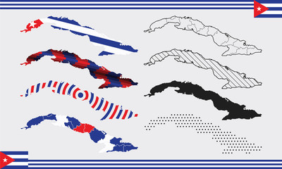 Cuba Map Vector Set