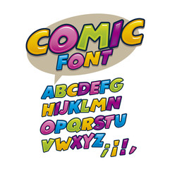 Vector of modern comical font and alphabet, comics style alphabet colorful collection set