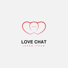 icon logo love chat in the white background