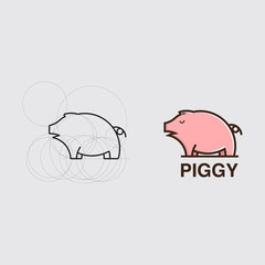 icon logo tutorial drawing a pig with a combination of circles
