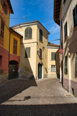Fototapeta na wymiar Historic streets of Rapallo with colorful houses, Italy, Liguria