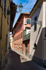 Historic streets of Rapallo with colorful houses, Italy, Liguria