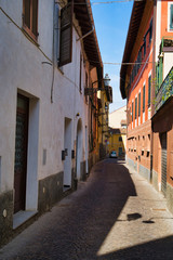 Historic streets of Rapallo with colorful houses, Italy, Liguria