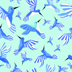Humming bird vector seamless repeat pattern