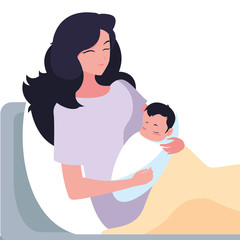 Obraz premium Mother with baby vector design