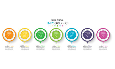 Business infographic. Timeline data visualization with step, number, or option design template. Vector Illustration