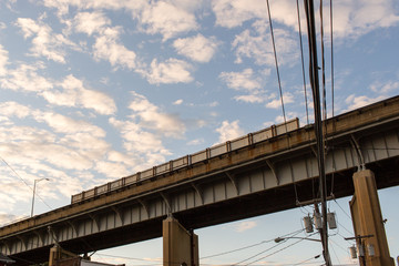 bridge overpass urban city electric wires