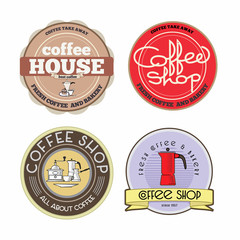 Set of coffee house logo. Vintage illustration.